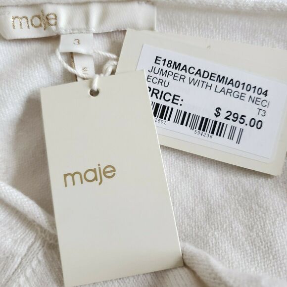 MAJE Macademia chain back knit pullover sweater jumper in ecru Size 3 L NEW - Picture 3 of 7